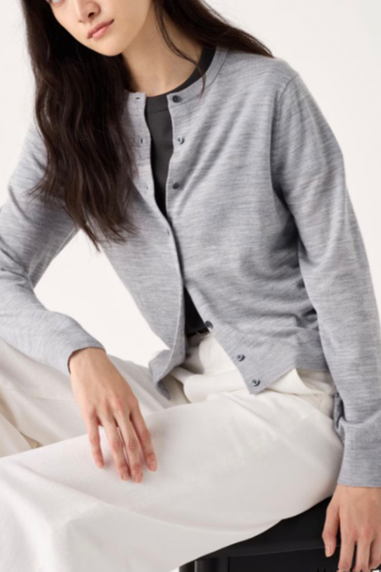 100% Merino Crew Neck Cardigan