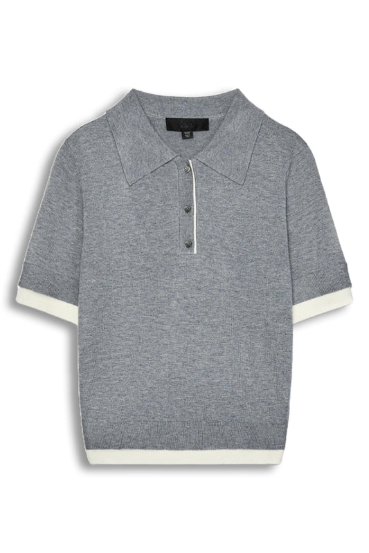 Contrast Knit Polo Top