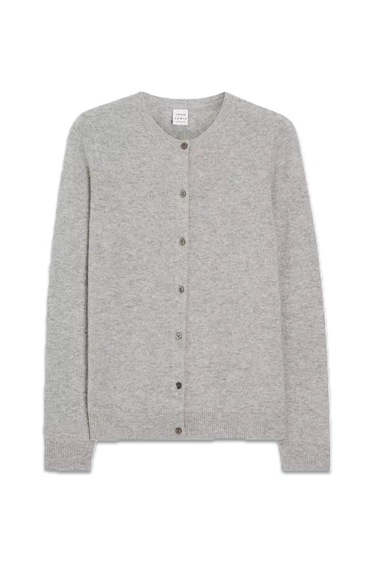 Grey Cashmere Crew Neck Cardigan