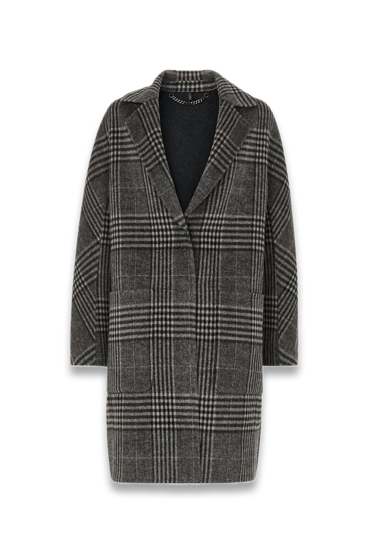 Grey Cassie Double Face Check Coat