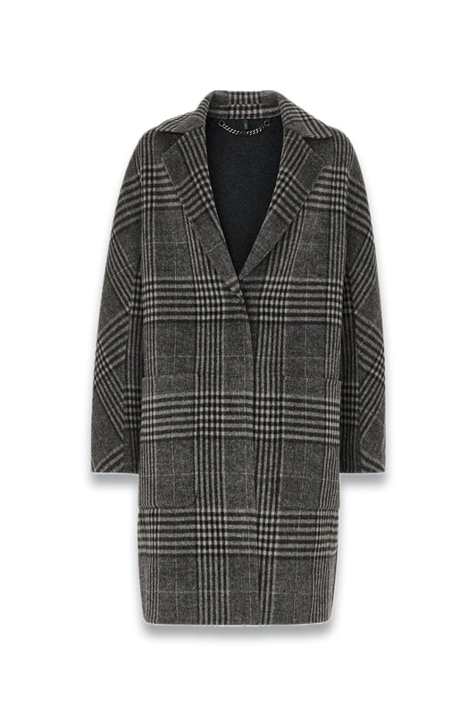 Grey Cassie Double Face Check Coat