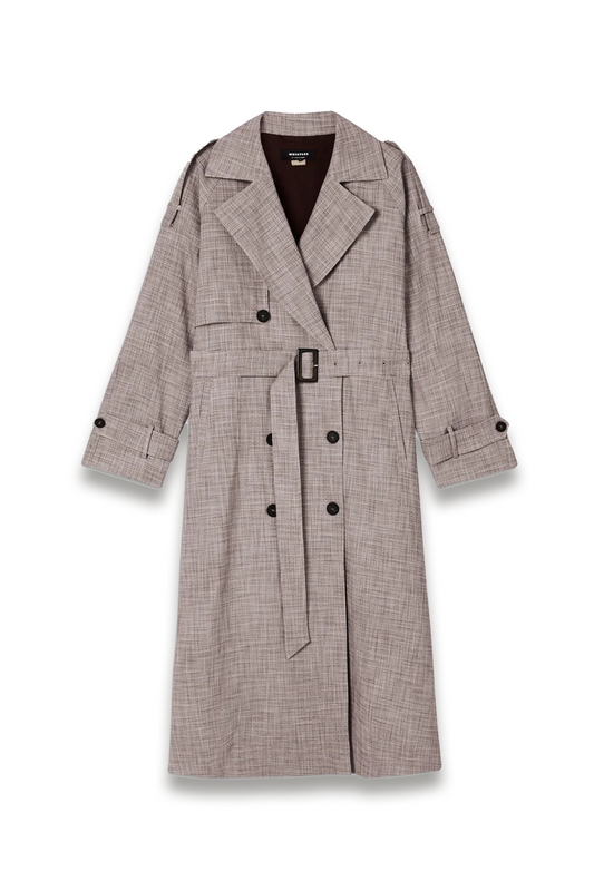 Grey Checked Trench Coat