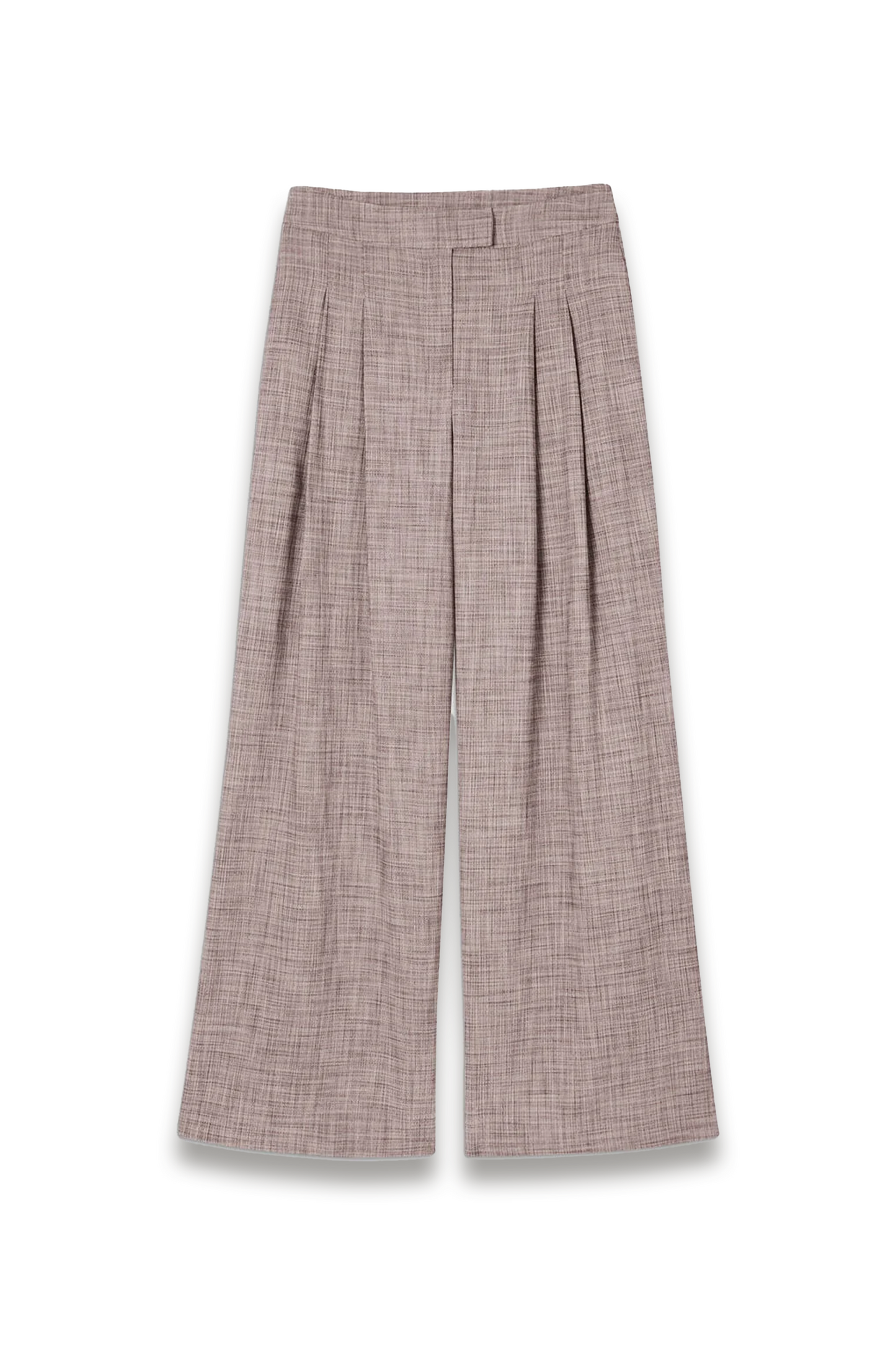 Grey Check-pleat Wide-leg Trouser