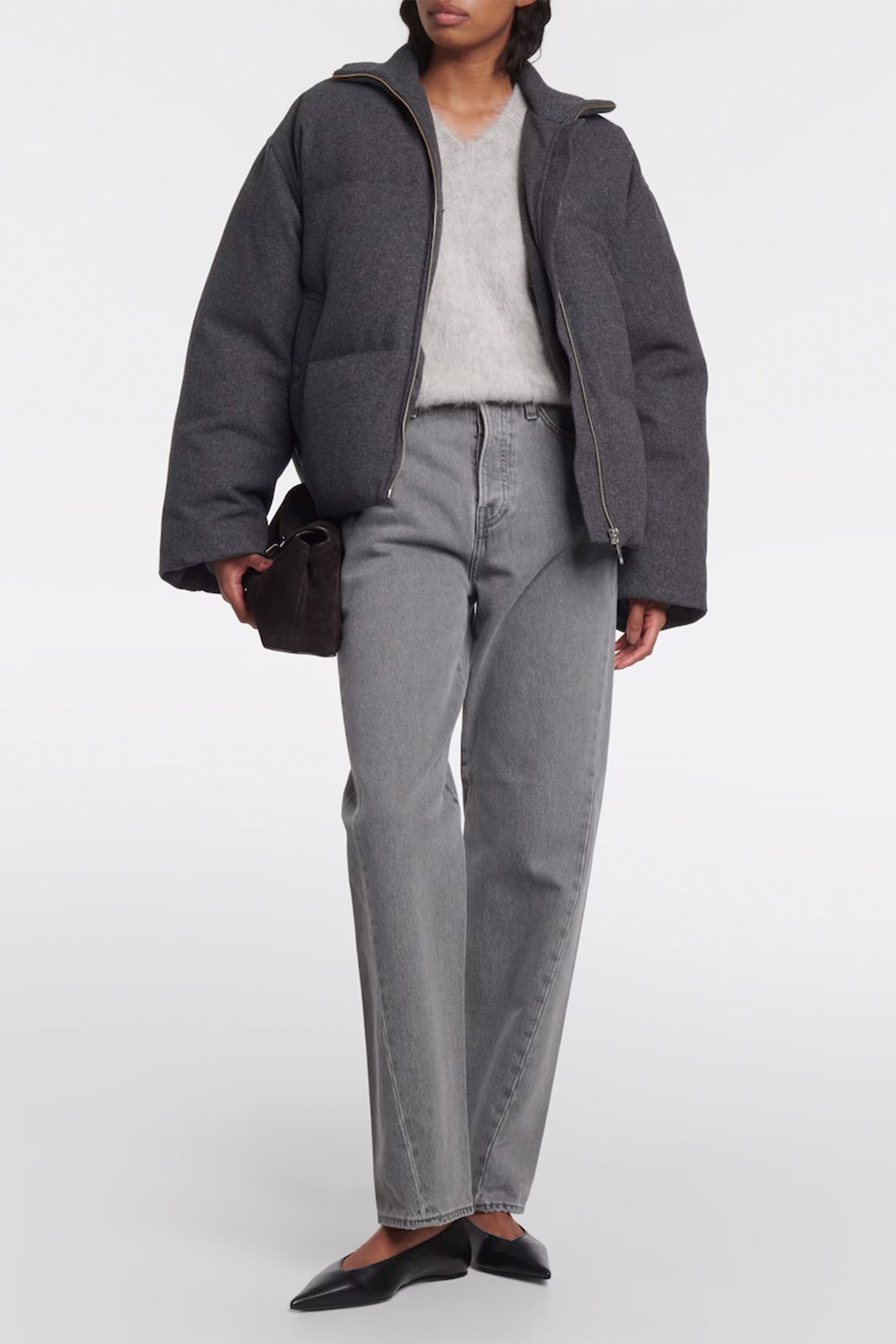 Wool-blend Flannel Down Jacket