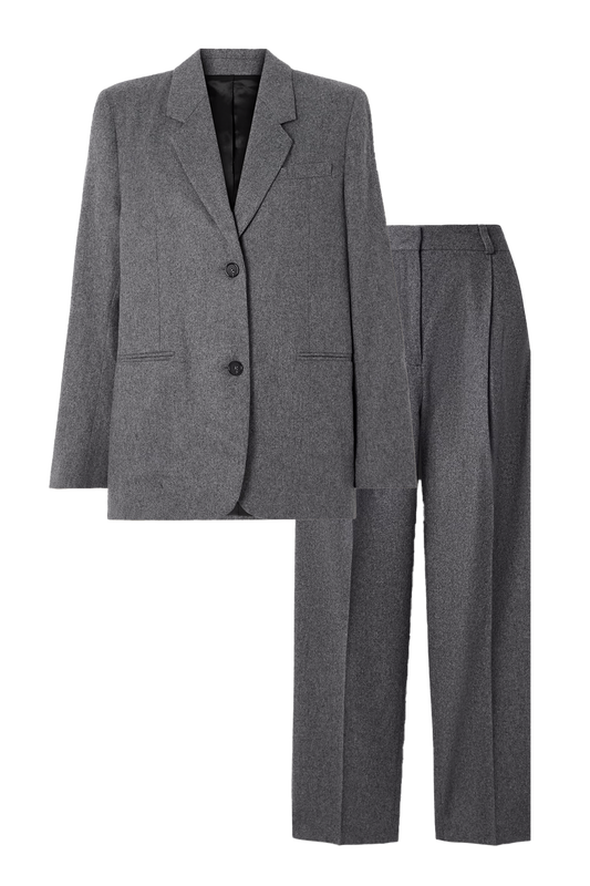 Wool-blend blazer & Pleated wool-blend felt wide-leg pants