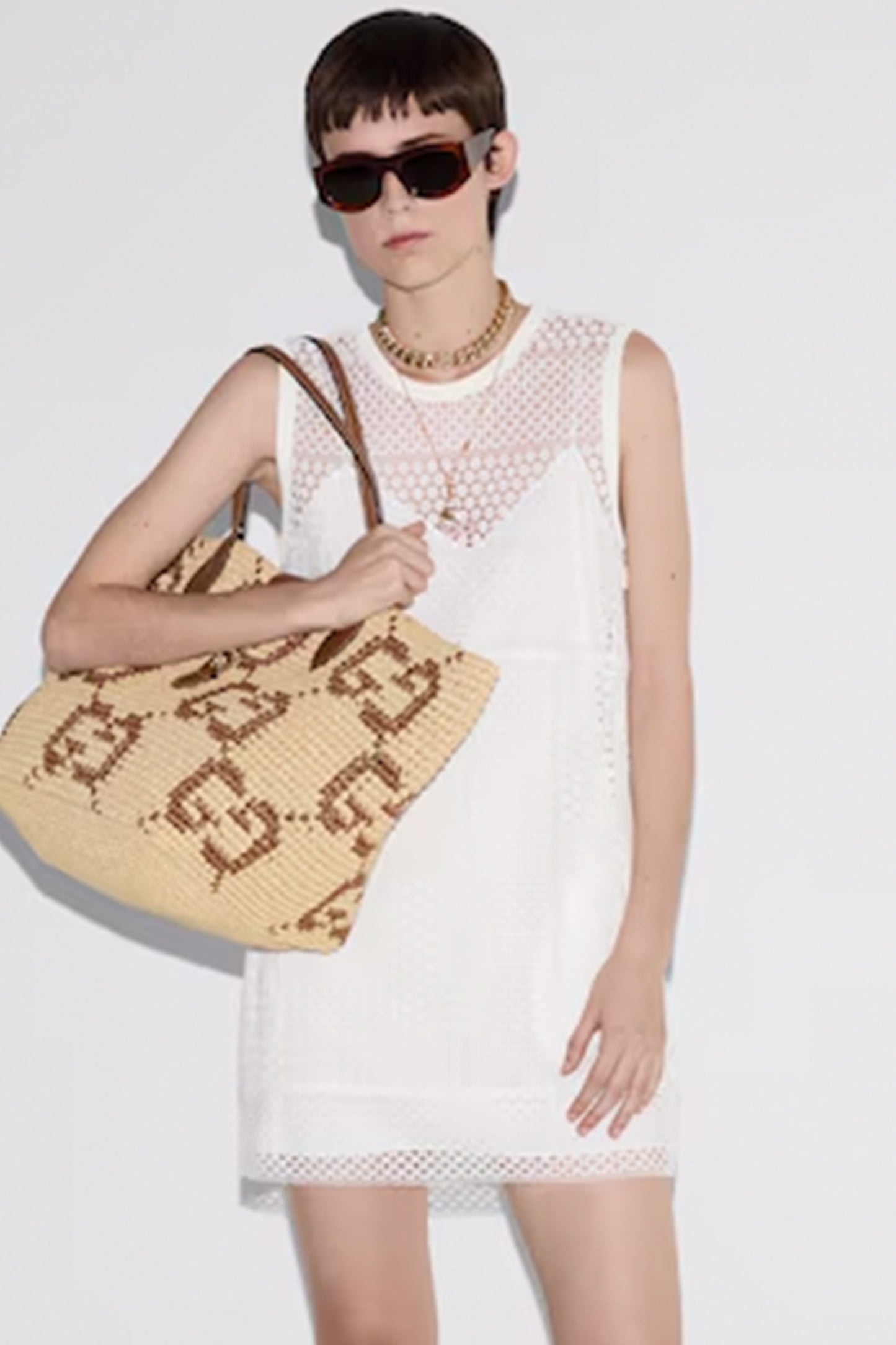 Cotton Macramé Mini Dress