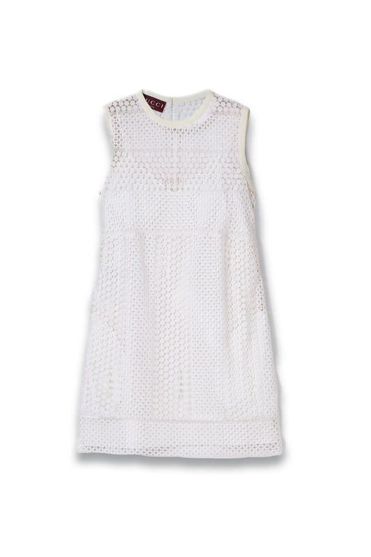 Cotton Macramé Mini Dress