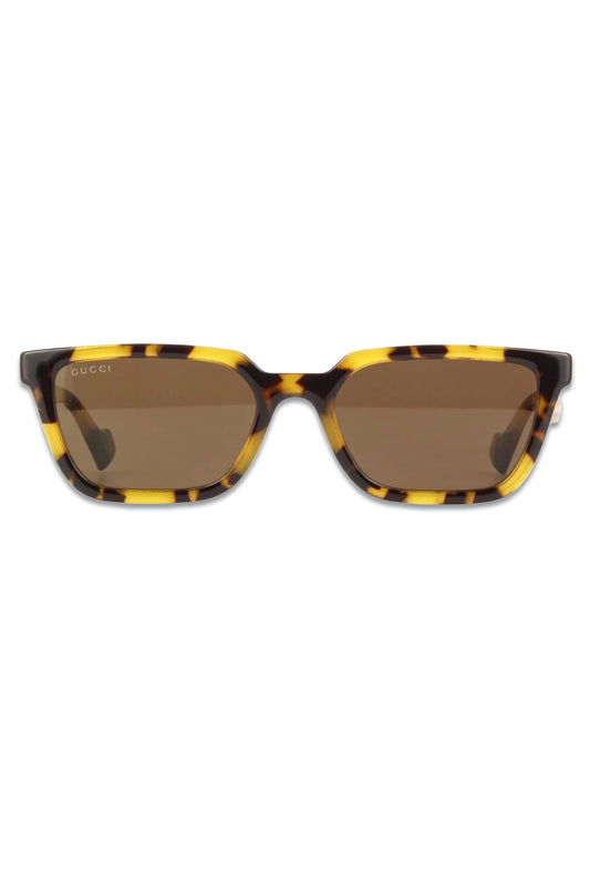 Shiny yellow havana squared sunglasses