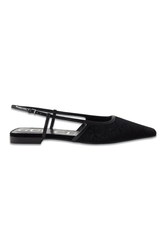 Demi Leather-trimmed Logo-jacquard Velvet Ballet Flats