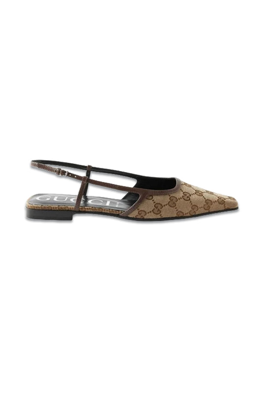 GG-jacquard Canvas Slingback Flats