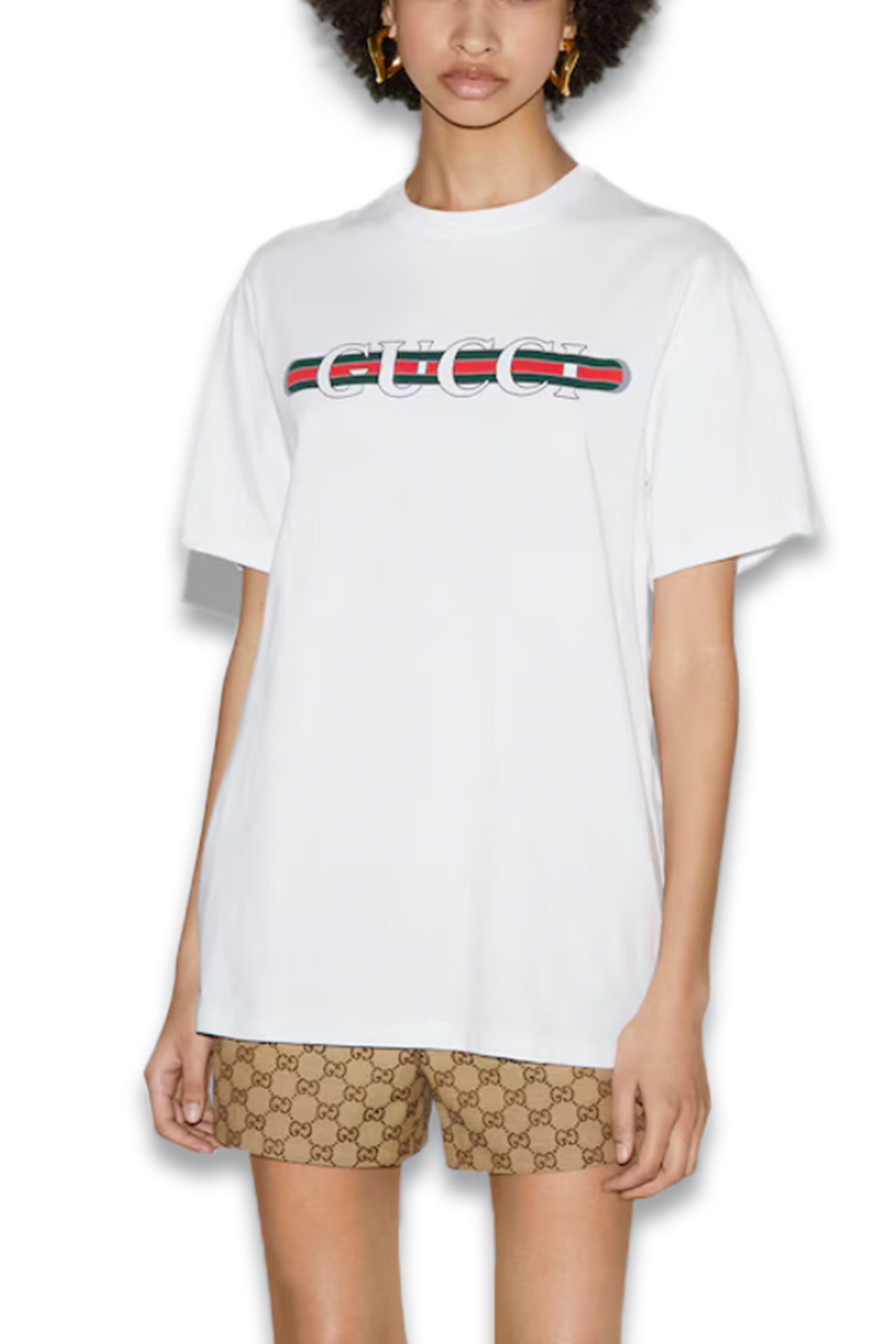 Printed Cotton Jersey T-Shirt In White