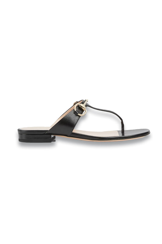 Women's Thong Sandal With Horsebit Black