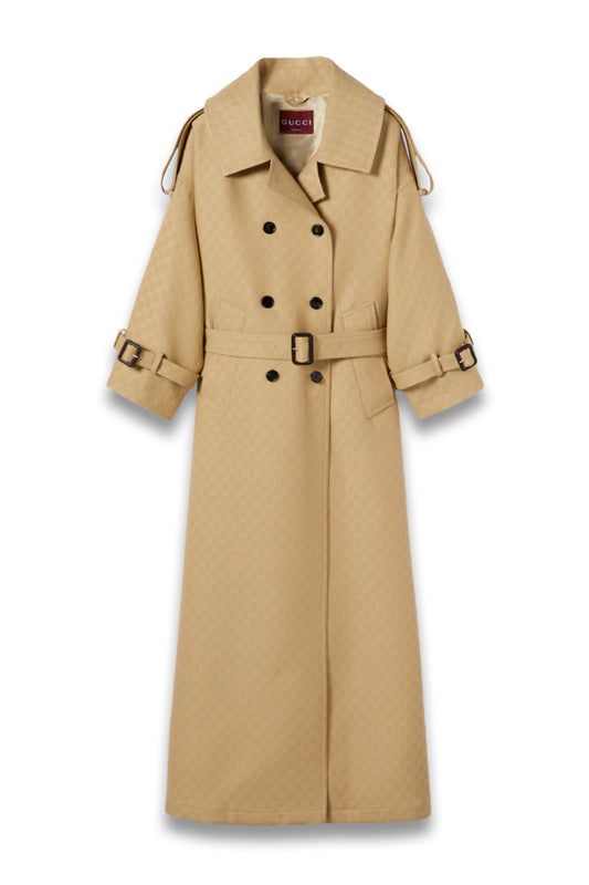 GG Crêpe Silk Wool Double-breasted Coat