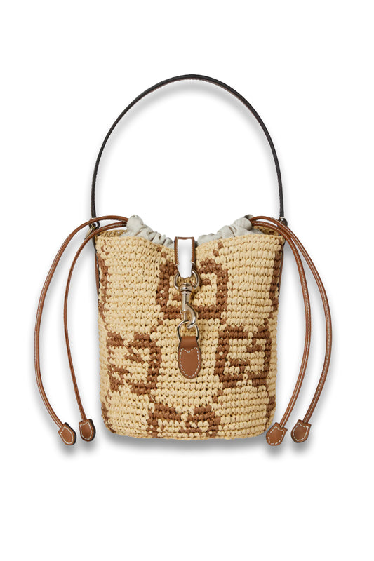 Woven mini bucket bag brown