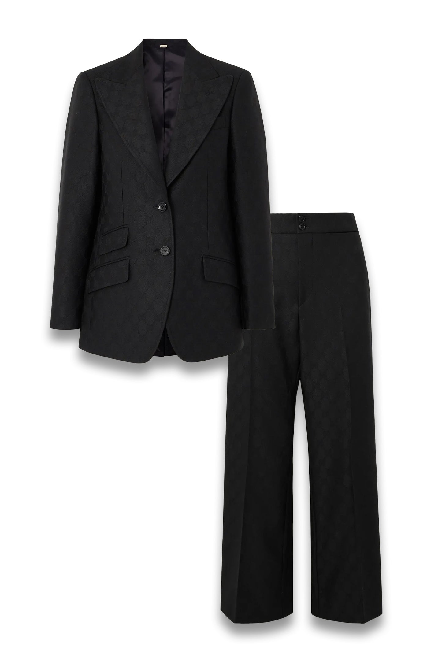 Wool-jacquard blazer and Cropped bootcut pants