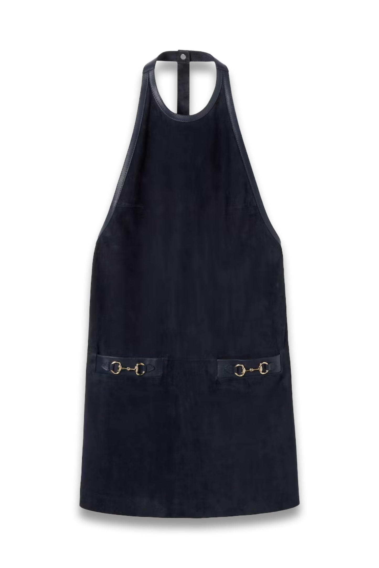 Suede Halterneck Dress with Horsebit
