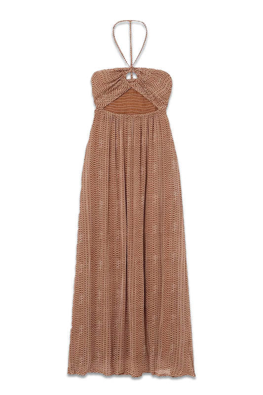 La Costa Cutout Printed Linen Maxi Dress