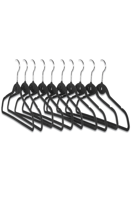 Flock Clothes Hangers, Pack of 10, Black