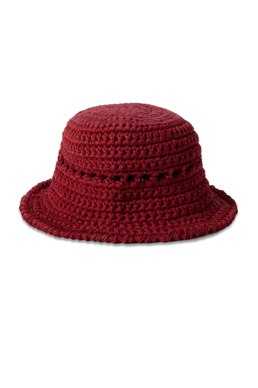 Crocheted Cotton And Raffia-blend Bucket Hat