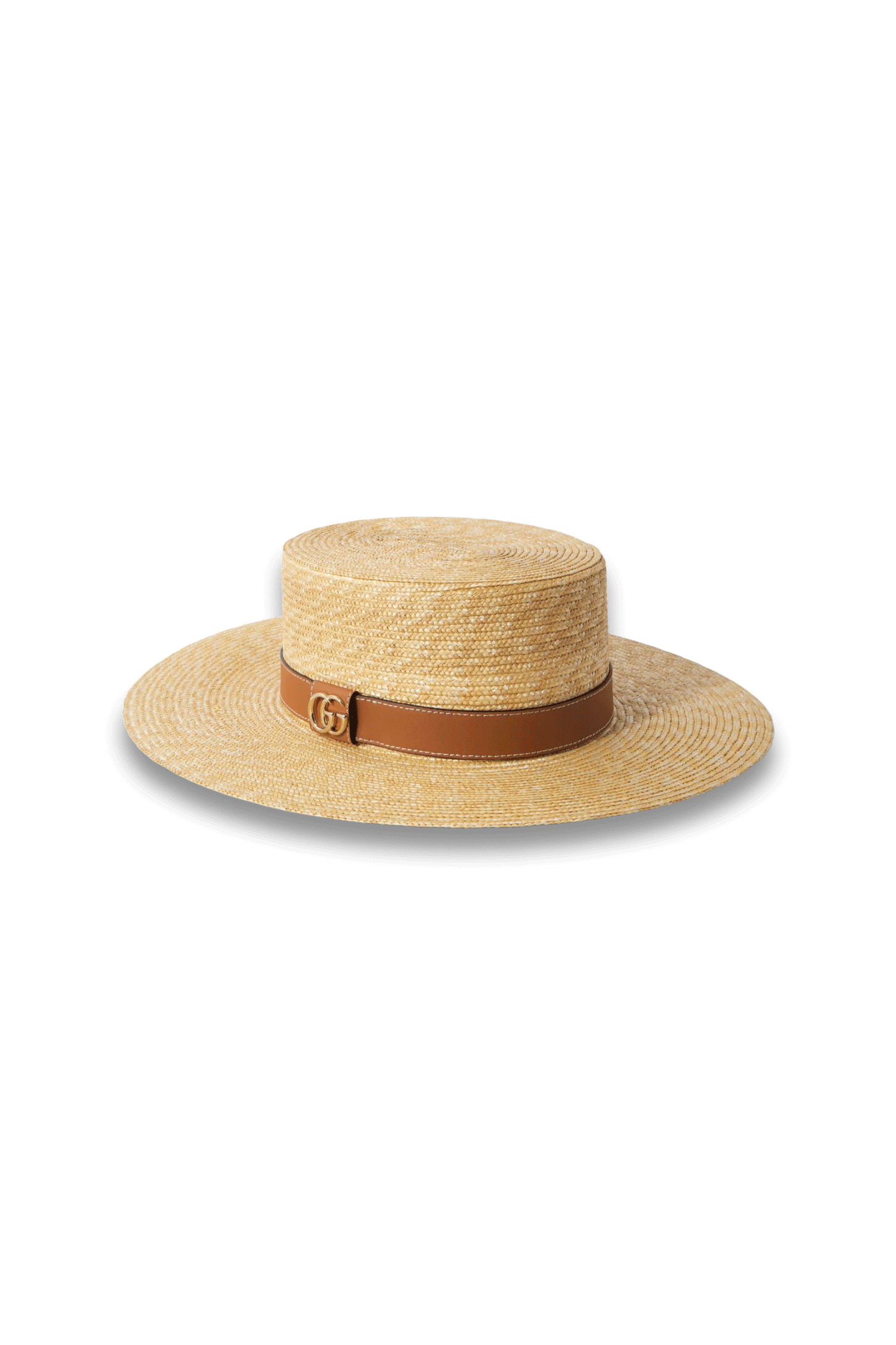 Leather-Trimmed Straw Hat