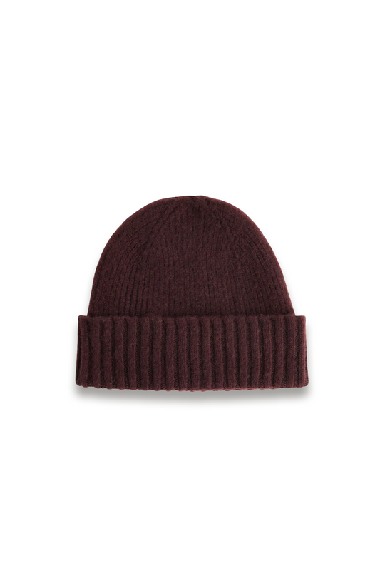 Chocolate Brushed Lambswool Beanie Hat