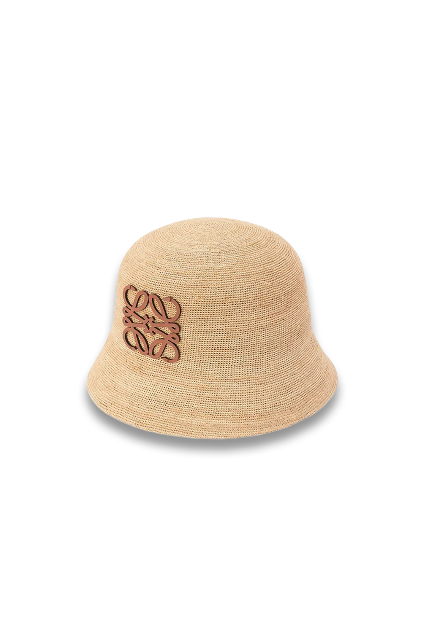 Bucket Hat in Raffia and Calfskin