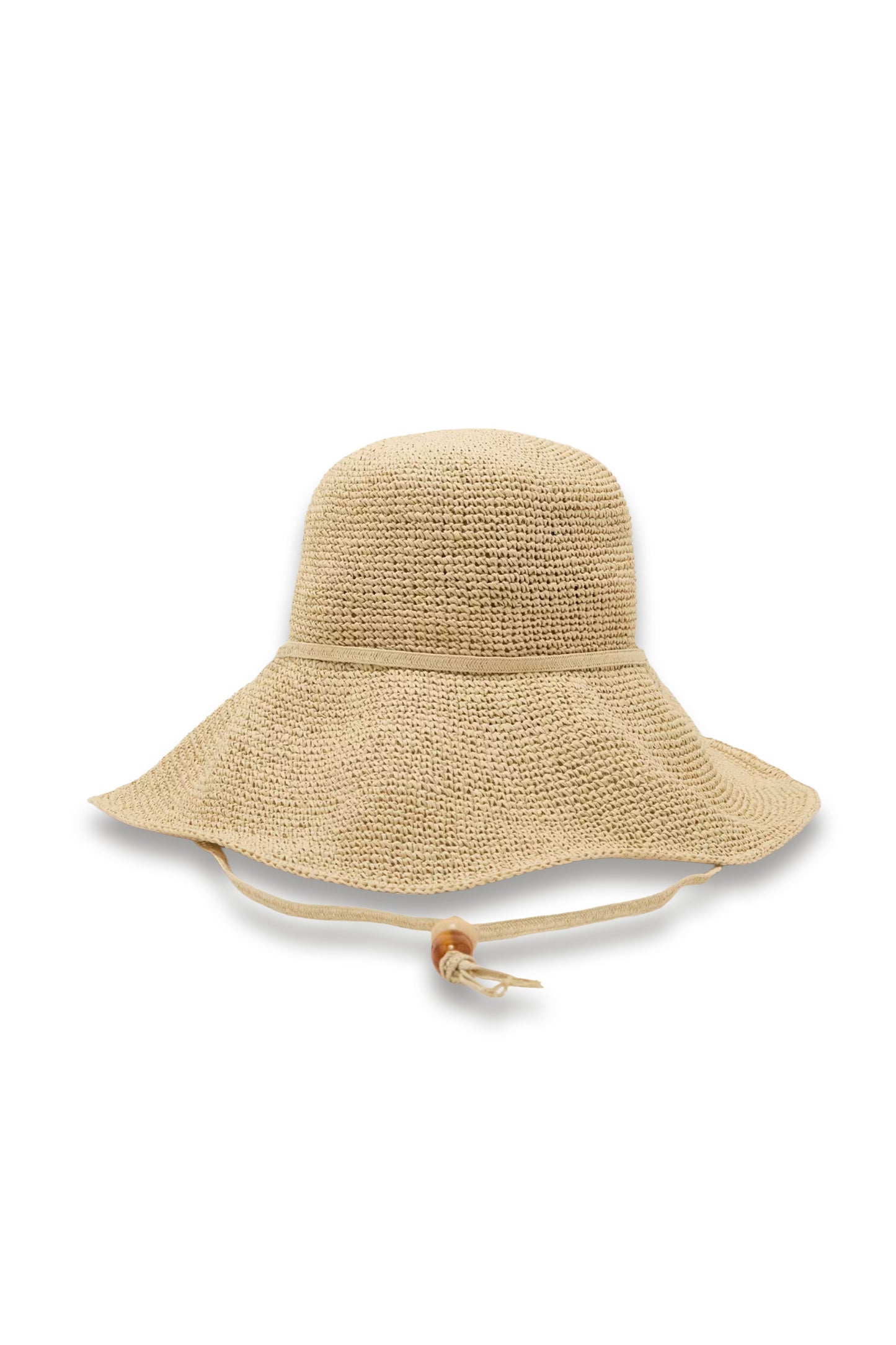 Straw-Effect Beaded-Strap Hat in Natural