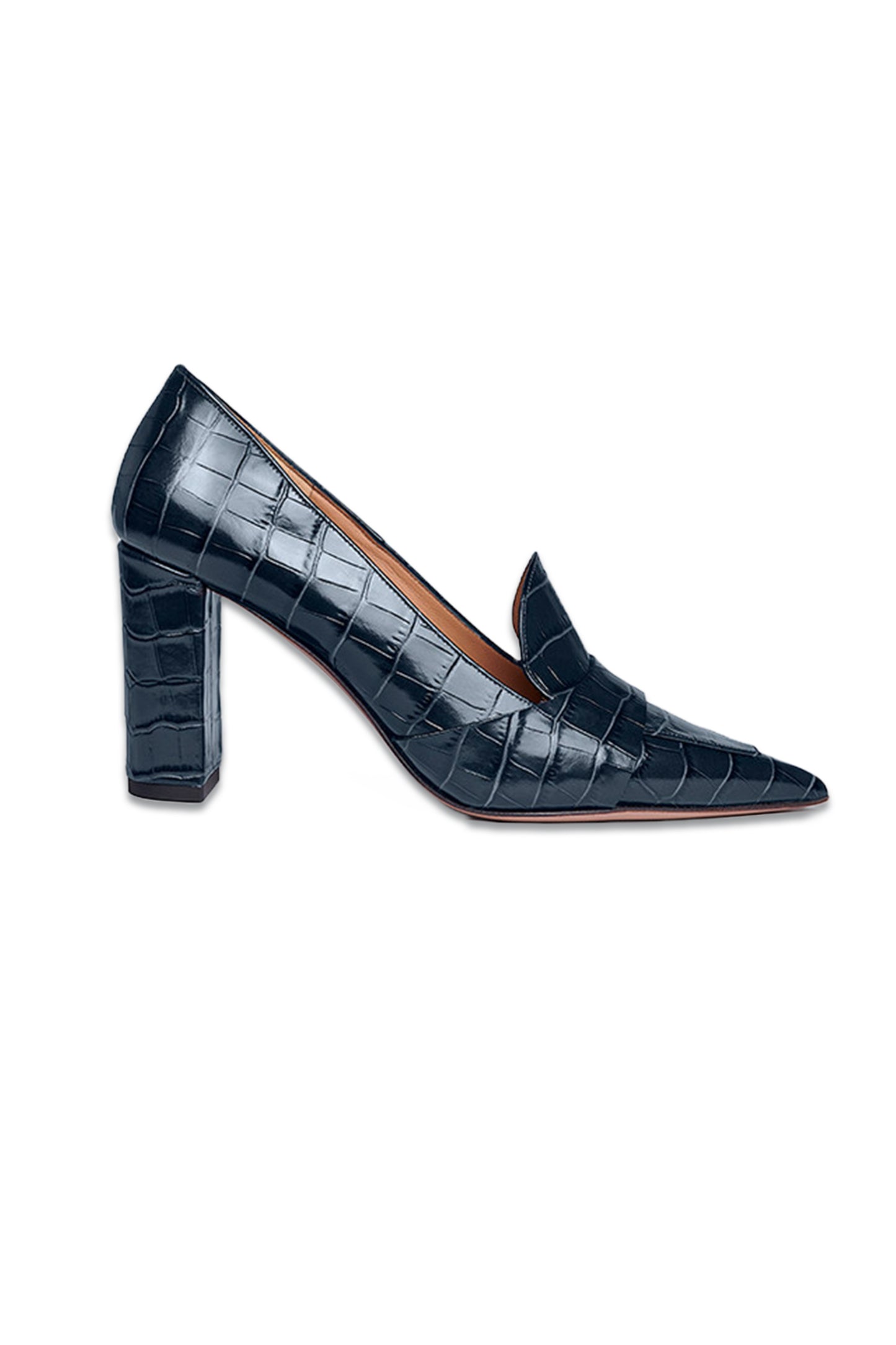 Fizzano 80 Heel Navy Croc-Embossed Leather