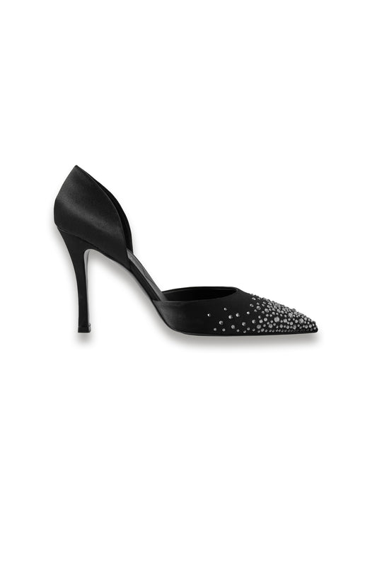 Crystal-embellished Satin Pumps