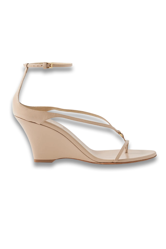 Marion Embellished Leather Wedge Sandals