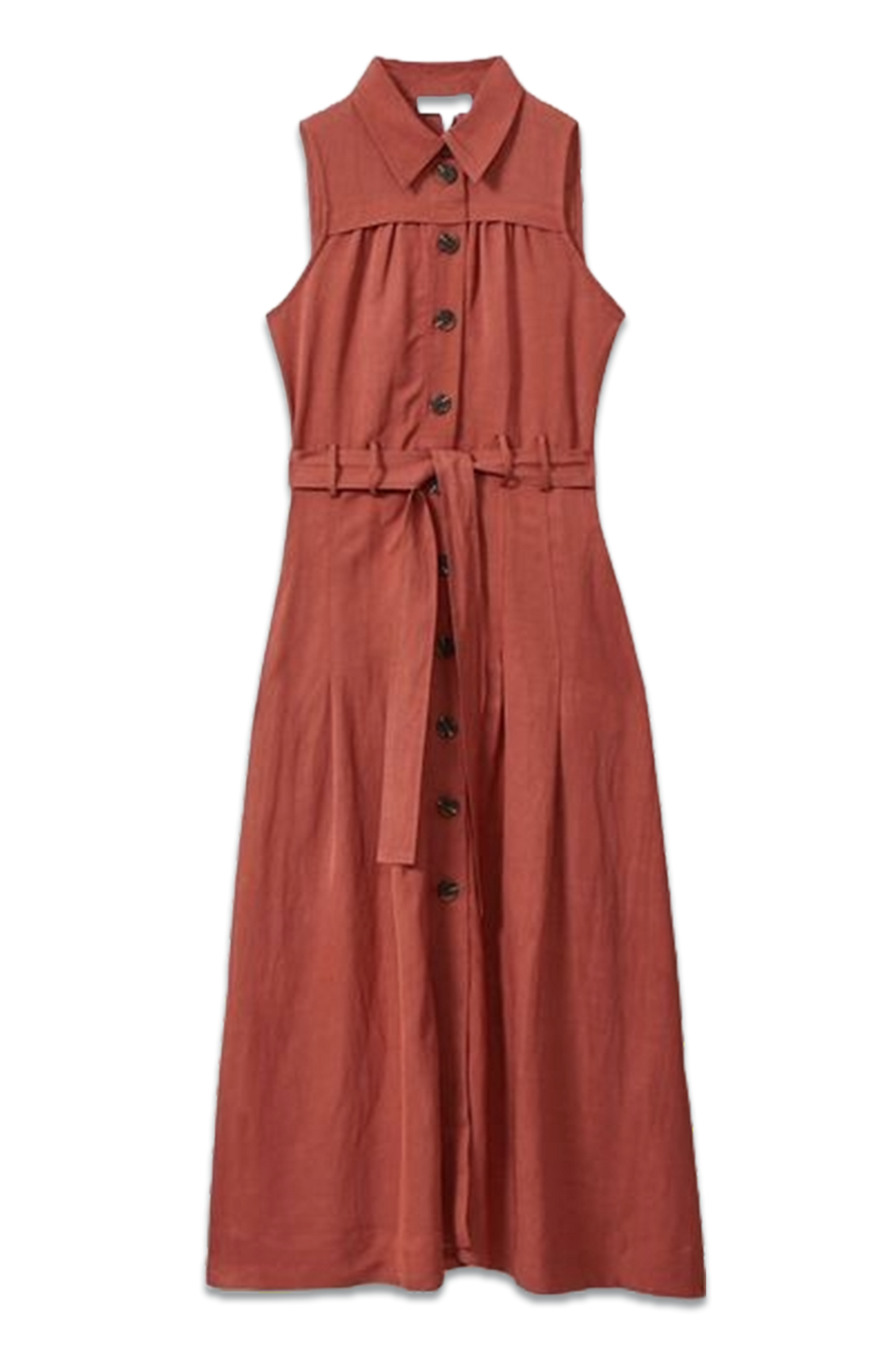 Heidi Viscose-linen Belted Midi Dress