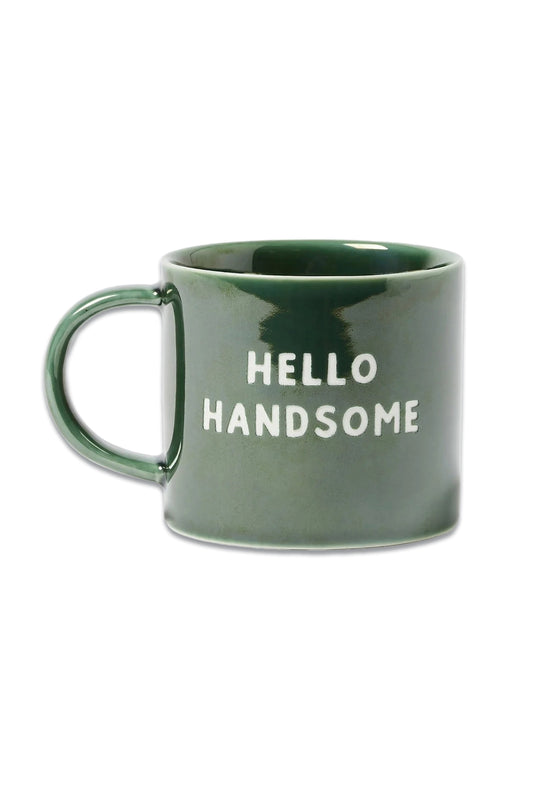 Hello Handsome Green Ceramic Mug