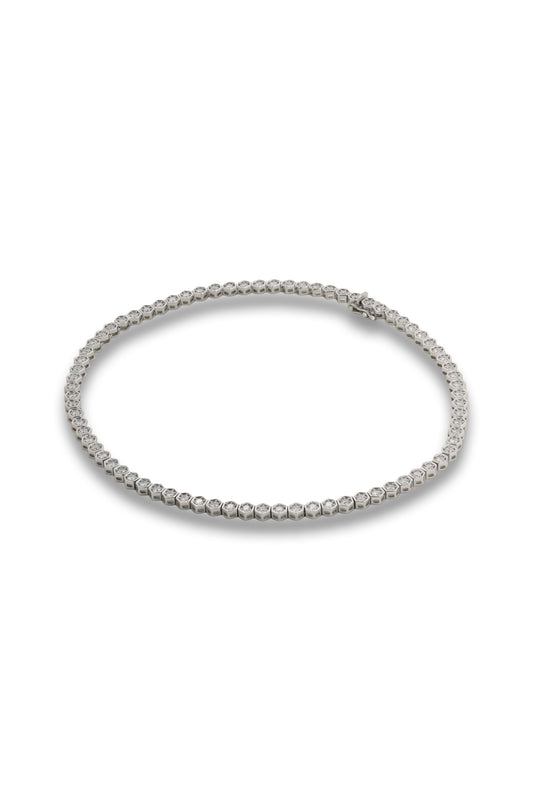 Hexagon Large 18 Karat White Gold Diamond Tennis Necklace