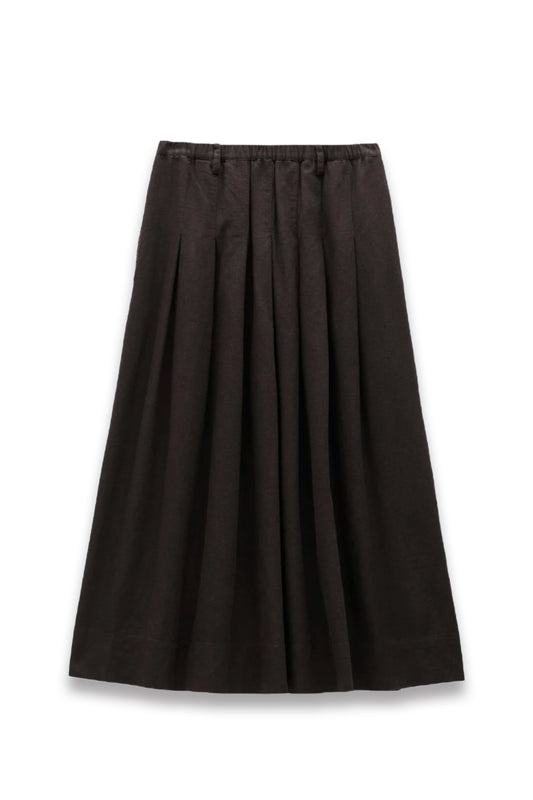 Ivy Pleated Linen Blend Midi Skirt