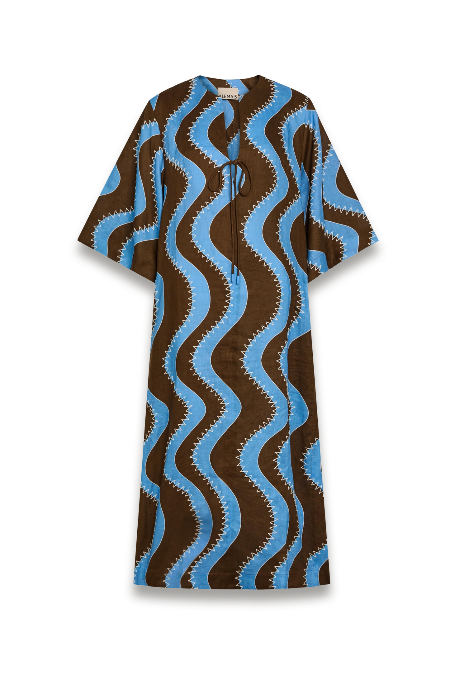 Frankie wavy-print linen midi dress