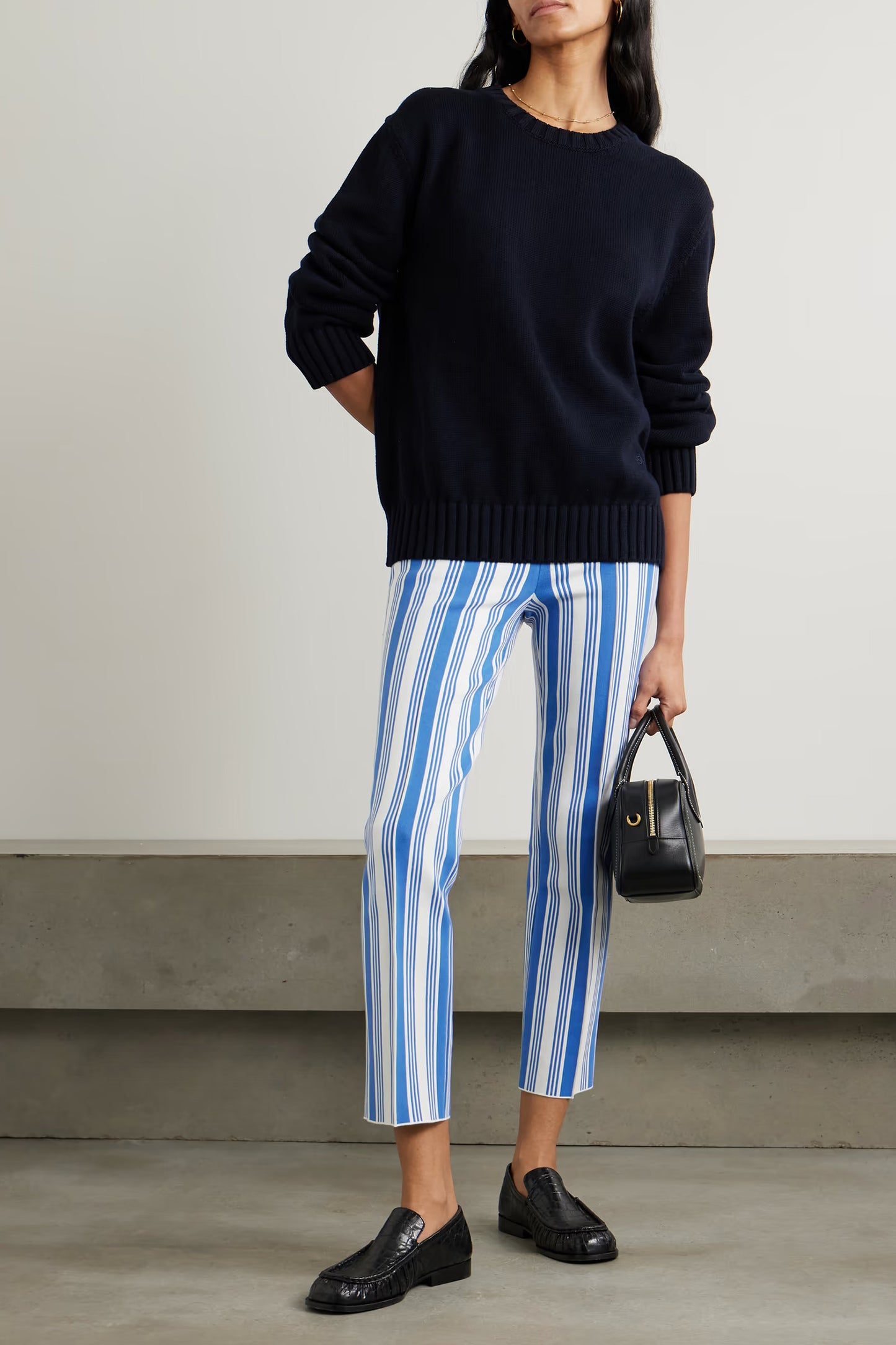 Louis Cropped Blue Striped Pants