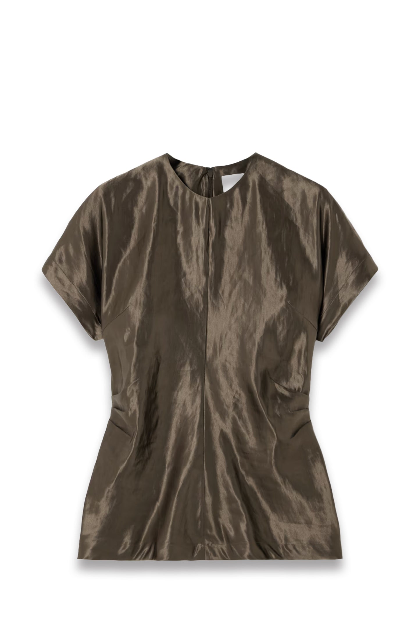 Pero Draped Linen and Silk-Blend Satin Blouse