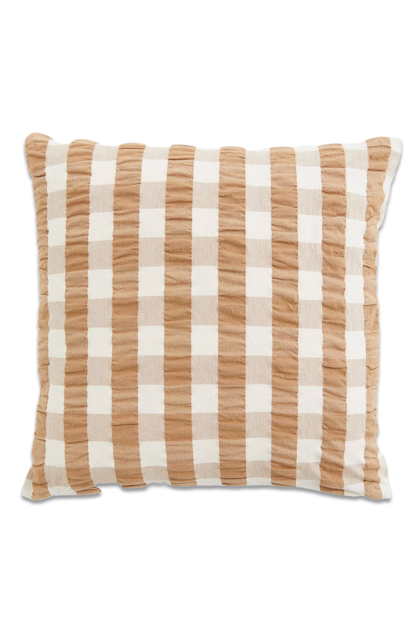 Seersucker Cushion Cover, Beige Checked