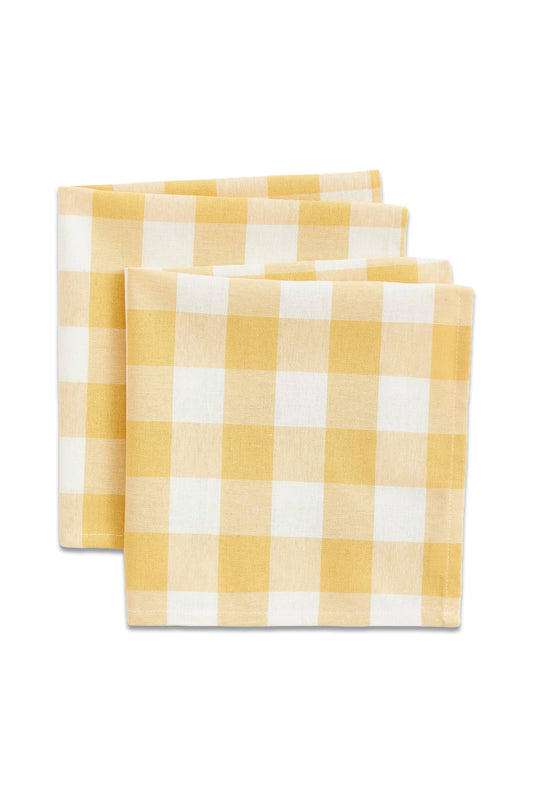 2-pack Cotton Napkins, Yellow Checked