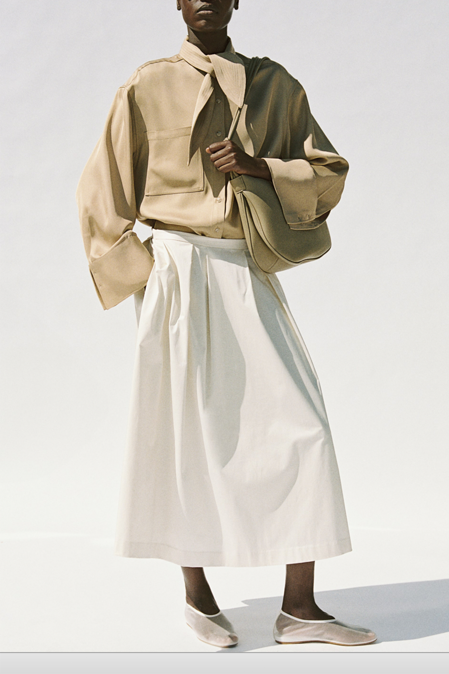 Pleated Satin Skirt