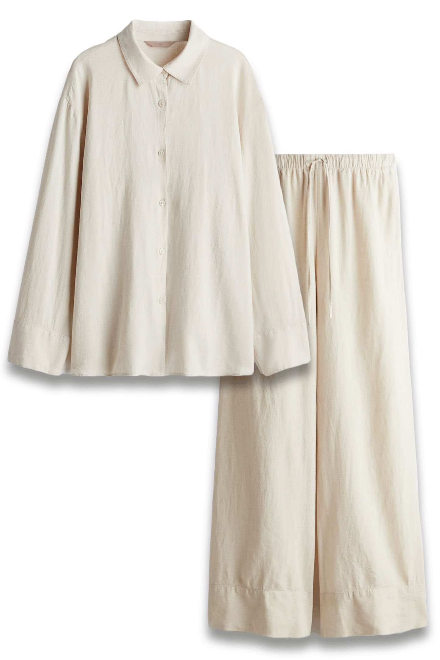 Linen-Blend Shirt and Wide Trousers