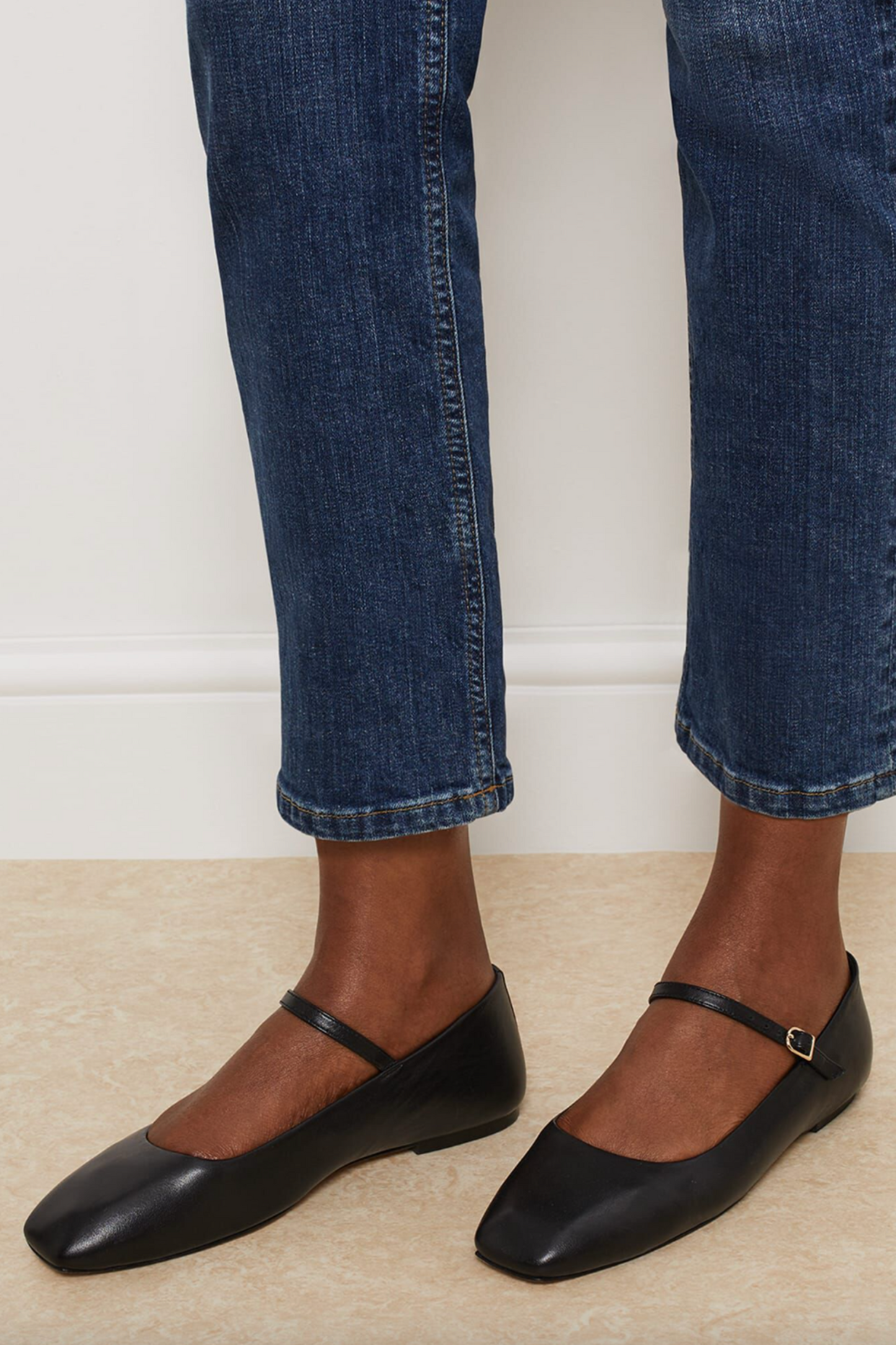 Chrissy Black Leather Mary Janes