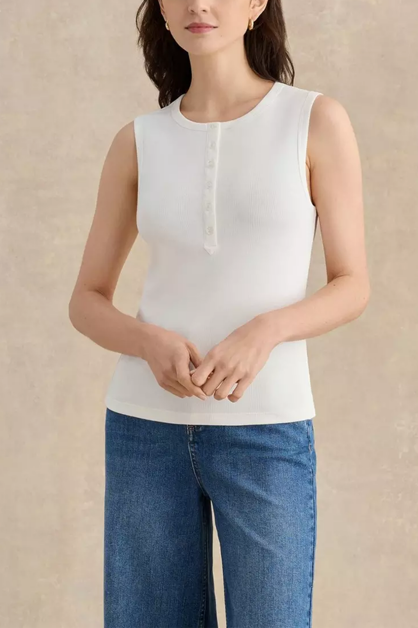 Gaia Ribbed Buttoned Vest Top