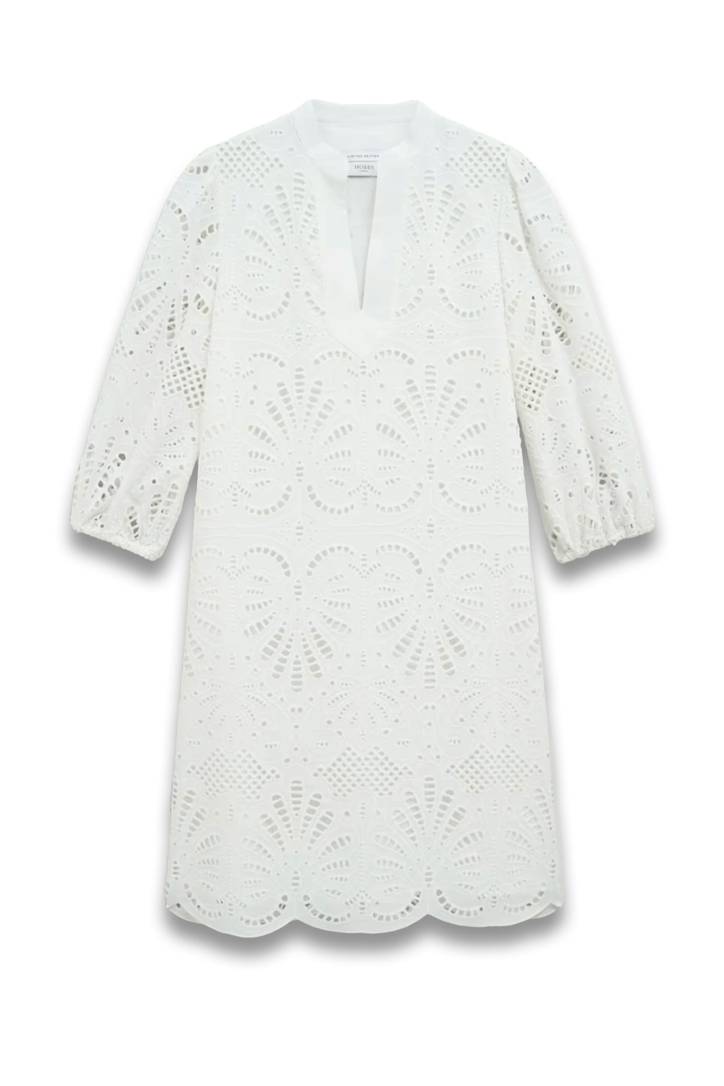 White embroidered mini dress. 