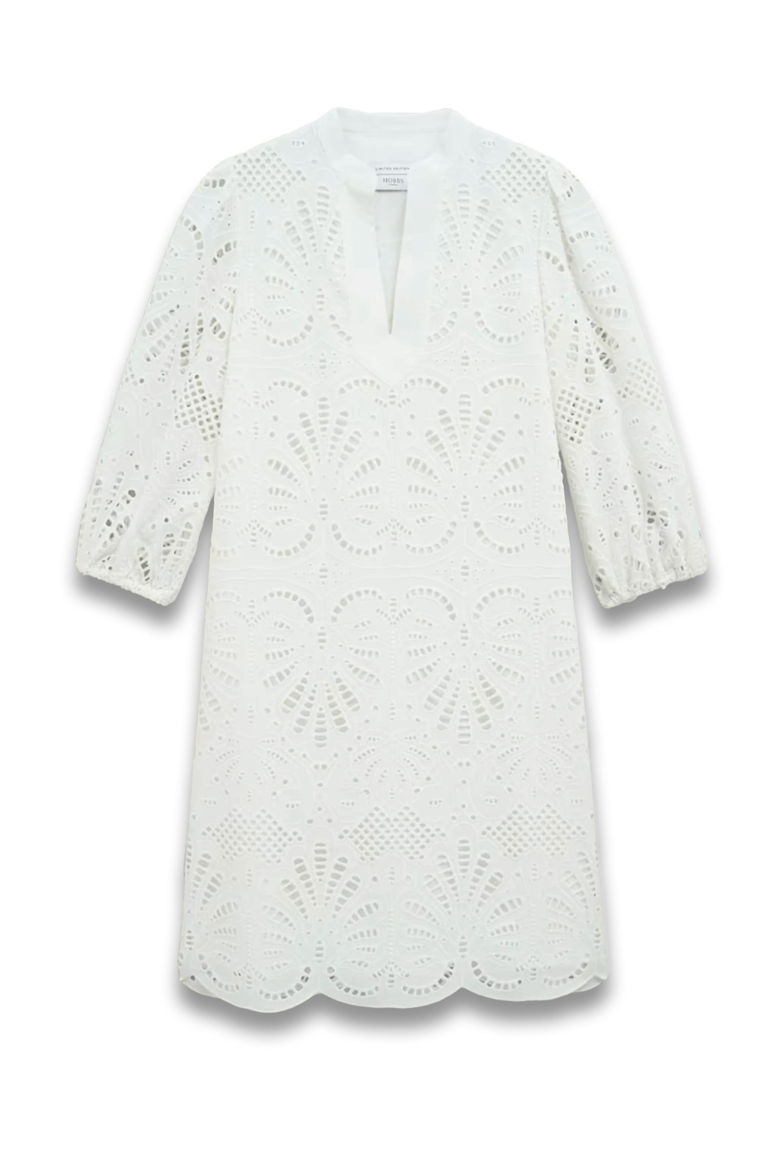 White embroidered mini dress. 