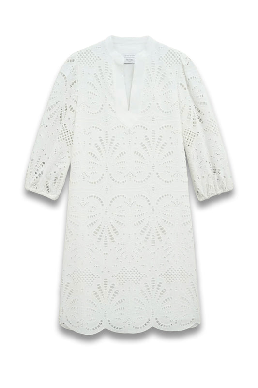 White embroidered mini dress. 