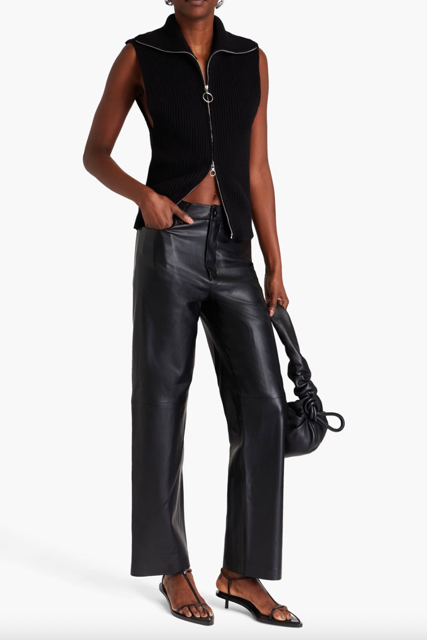 Faux Leather Straight-leg Pants