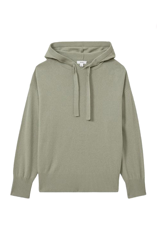 Wool Blend Drawstring Hoodie with Cashmere