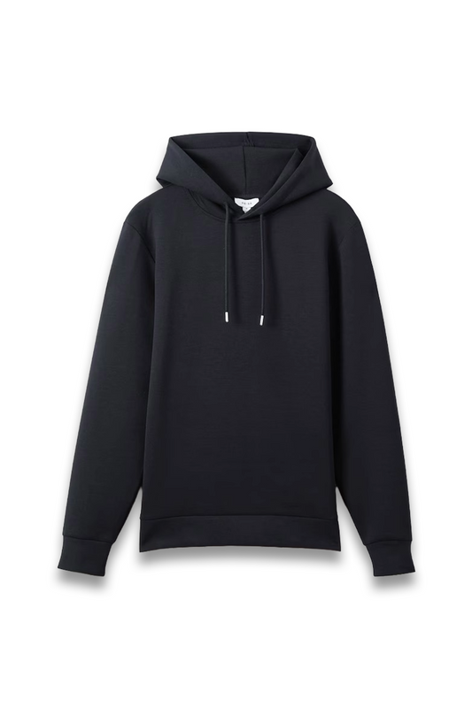Premium Interlock-Jersey Hoodie in Navy Blue