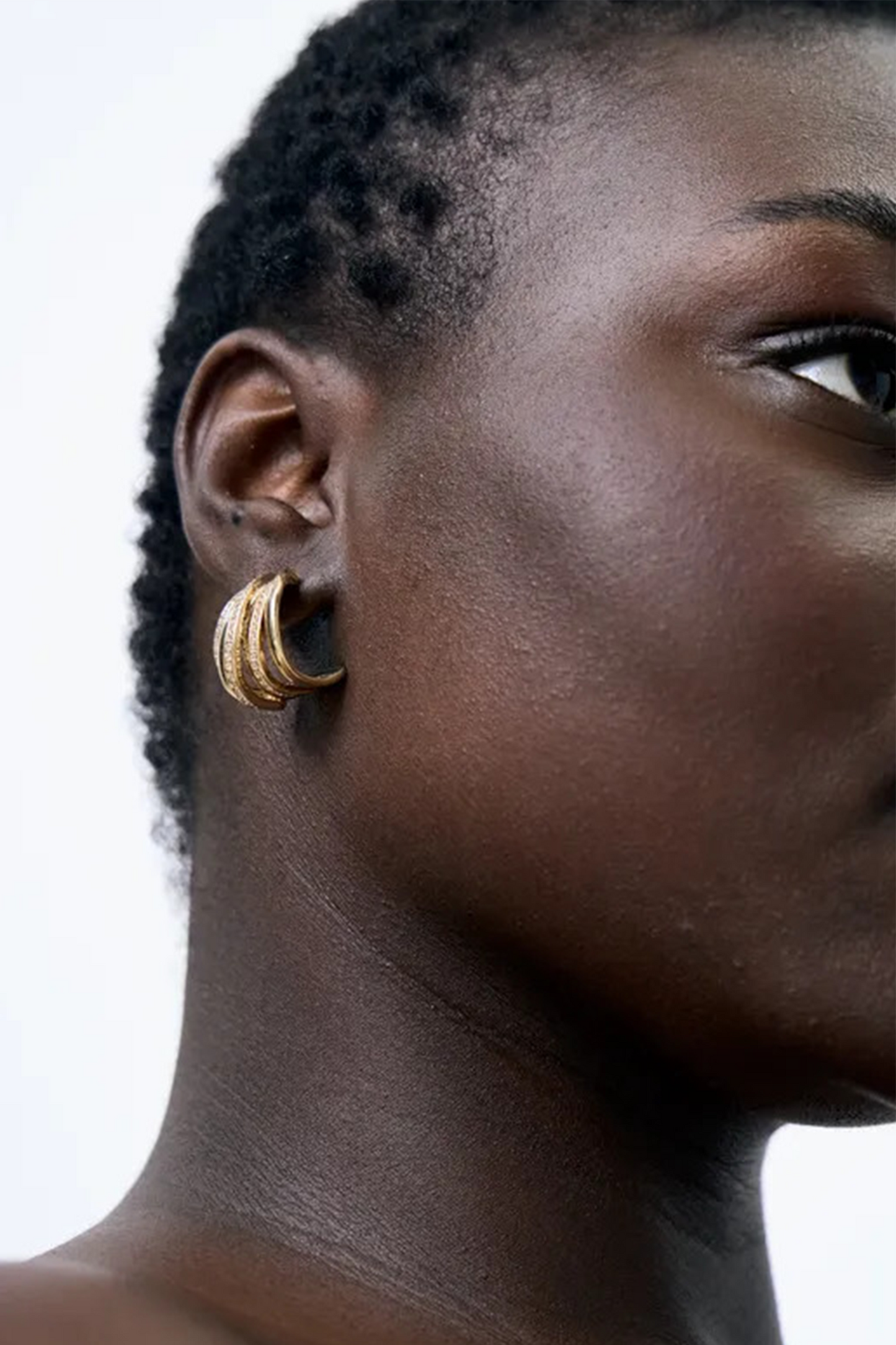 Paloma Clear Stone Inlay Gold Tone Hoop Earrings